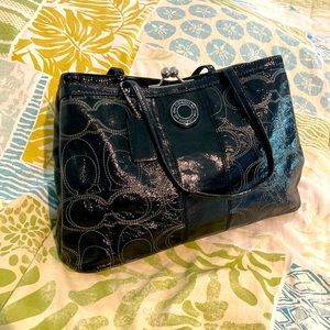 Coach black patent leather purse